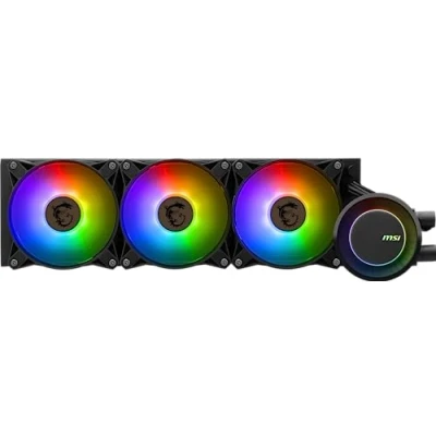 Imagen de MSI MAG CORELIQUID E360 AIO Refrigeración líquida CPU Cold plate de Cobre Ampliada, ARGB y Ventiladores FDB,Bloque Agua Cámara Dual, Radiador Flujo Dividido, Mystic Light Intel AMD