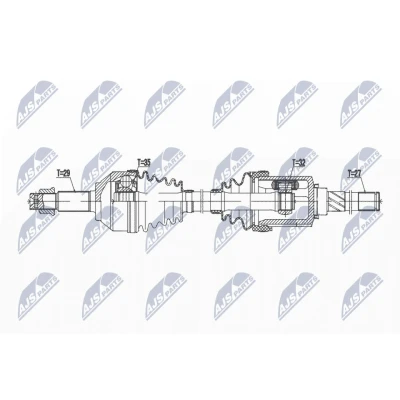 Imagen de NTY NPW NS 165 Árbol de Transmisión Eje delantero, izquierda 667 automática CVT (continua) NISSAN: X Trail, RENAULT: Koleos I