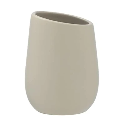 Imagen de WENKO Vaso higiene Dental Badi Beige cerámica Soporte para cepillos de Dientes, y Pasta Dientes