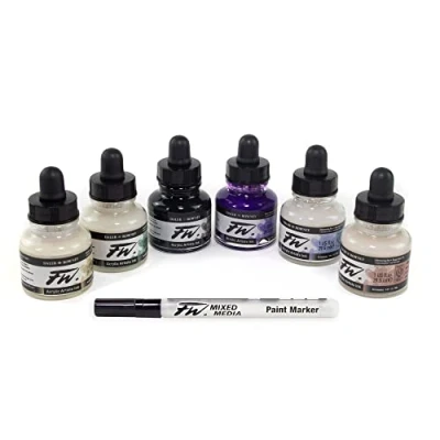 Imagen de Daler Rowney Fw Shimmering Set Tintas Frasco 6 X 29.5Ml