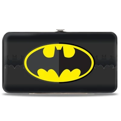 Imagen de Buckle Down Billetera con bisagra Batman Icon centrado/Bat Signal Stripe Negro/Amarillo/Gris Unisex Adultos, Multicolor
