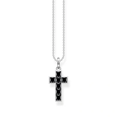 Imagen de THOMAS SABO Collar para mujer con piedras negras de plata, Plata ley 925 ligeramente ennegrecida, longitud 45 cm, KE2166 643 11 L45V, 45cm, esterlina, Circonia cúbica