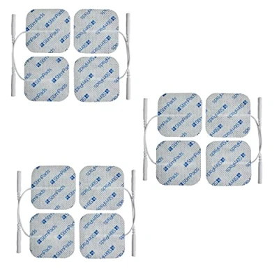Imagen de Electrodos StimPads 12 piezas de 50 x mm con conector pin 2 Excelente adherencia y conductividad adhesivos TENS EMS reutilizables larga duración Dispositivo médico