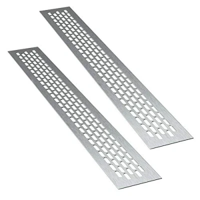 Imagen de sossai® Rejillas de ventilación aluminio Alucratis (2 piezas) Rectangular dimensiones: 48 x 6 cm Color: inox rejilla aire