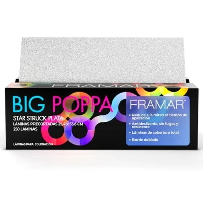 Imagen de Framar Silver Embossed Pop Up Hair Foil, Láminas para el cabello mechas, de peluquería resaltar,Láminas colorear 500 hojas