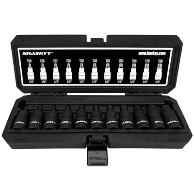 Imagen de HASKYY Juego de Puntas para Tuercas Torx, Llave Tubo, Torx Interno, Herramienta T20 T80, accionamiento 1/2 &quot;, 11 Piezas