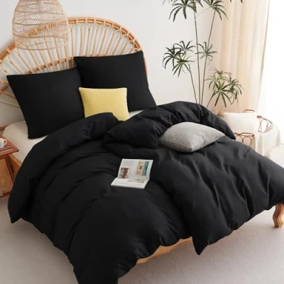 Imagen de WAVVE Funda Nórdica 135x200 cm 2pcs con Almohada 80x80 2pcs, Negro
