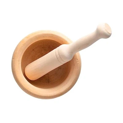 Imagen de Fackelmann Mortero de Cocina para Triturar Especias, ajos y aliños, Majar, Salsas Alioli, 14x10cm Mano 3,5x20cm, Madera Natural Abedul, 14x10cm, 1ud