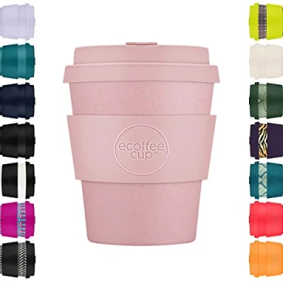 Imagen de 8oz 240ml Ecoffee Cup Reutilizable Eco Friendly 100% Plant Based Coffee with Silicone Lid &amp; Sleeve Melamine Free Travel Mug, Local Fluff