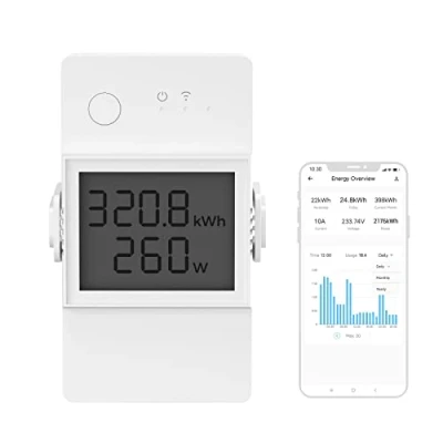 Imagen de SONOFF POWR316D Interruptor Inteligente con Medidor WiFi de 16A Pantalla ，Digital LCD Medición Consumo Energía y Protección Contra Sobrecargas