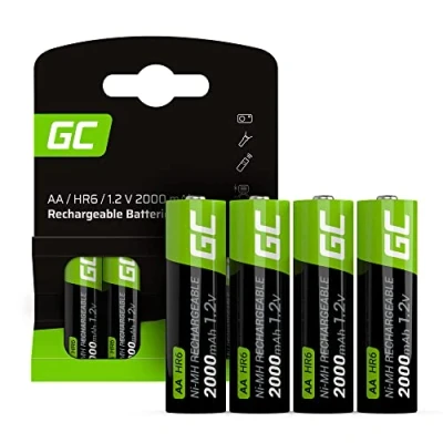 Imagen de GREEN CELL Baterías Recargables 2000mAh 1.2V [Juego de 4 Piezas] Pilas AA Ni MH Baja Autodescarga Precarga Alta Capacidad HR6, Recargable Precargadas