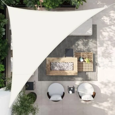 Imagen de HENG FENG Toldo Vela de Sombra Impermeable Triangular 3x3x4.25m Poliéster Protección Rayos UV Resistente para Terraza Patio Exterior Jardín Color Beige