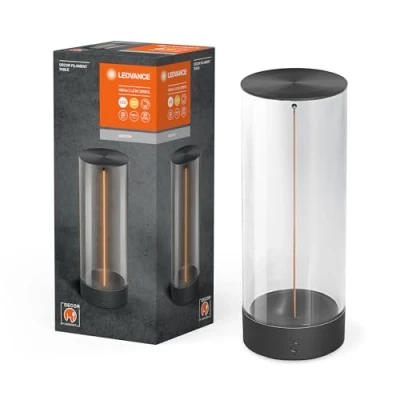 Imagen de LEDVANCE DECOR Filament LED Tischleuchte 240mm, dunkelgrau, 1,2W, 105lm, kabellos, modernes Design, individuelle Helligkeitssteuerung, dimmbar, Touch Technologie, Lithium Akku, IP20, 2700K