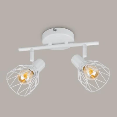 Imagen de Kimjo Lámpara de Techo LED con 2 Focos, Foco Ajustables y Giratorios, Plafón Focos Blanco E14, Apliques Interiores para Dormitorio Cocina Corredor, Max. 40W, Sin Bombilla