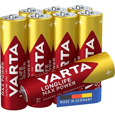 Imagen de VARTA Pilas alcalinas Longlife Max Power AA (paquete de 8), fabricadas en Alemania (el embalaje puede variar)