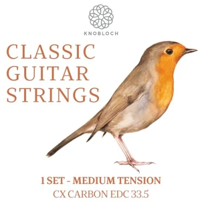 Imagen de KNOBLOCH STRINGS cuerdas de Guitarra Española EDC33.5 ERITHACUS Doble Plata CX Carbon Tensión Media 33.5 Graves Cálidos Agudos Líricos y Brillantes Juego para Flamenca Clásica