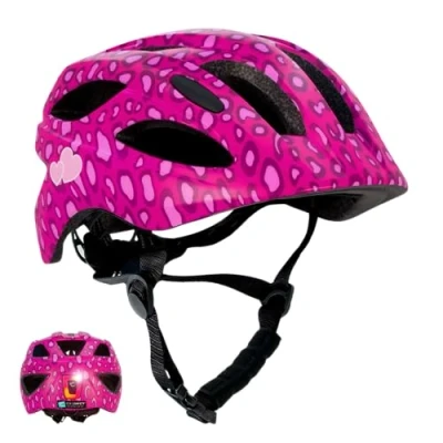 Imagen de Crazy Safety Casco Bicicleta Niñas para Niña de 6 12 Años Skate, Ciclismo, MTB, Patines, monopatín Luz Trasera Recargable USB Ajustable 54 58 cm (Rayas Azul)