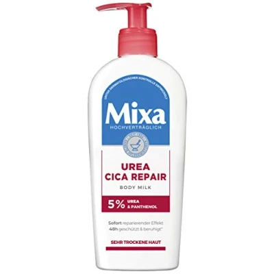 Imagen de Mixa Leche corporal reparadora urea Cica Repair Body Milk, con y pantenol, para piel muy seca, altamente tolerable, 250 ml (Pack de 1)