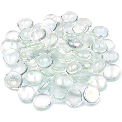 Imagen de ARSUK pebbles vidrio para pintar macetas de plantas jarrones artesanías blancas decorativas afrutadas pecera eléctrica redonda pebble art acuario grande jarrón (170 180 Guijarros Transparentes)