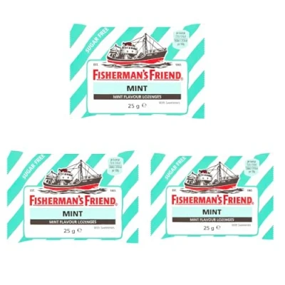 Imagen de Caramelo de menta sin azúcar Fisherman&#039;s Friend Mint Sugar free 3 Pack x 25g Peso total 75 gramos