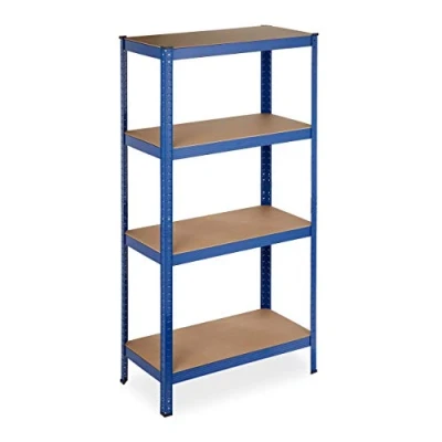 Imagen de 2 estanterías metálicas, 4 baldas altura ajustable, 157 x 80 41 cm, resiste hasta 280 kg, estante taller, azul