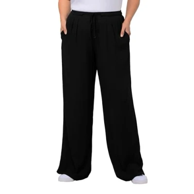 Imagen de Ulla Popken Pantalones Anchos de Viscosa, Longitud K, para Mujer, Negro (Schwarz 10), 23 24