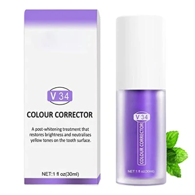 Imagen de Teeth Cleansing Toothpaste,Tooth Whitening Enamel Care Toothpaste Stains,Intensive Stain Removal Reduce Yellowing,Corrector for Cleaning,Colour (Purple)