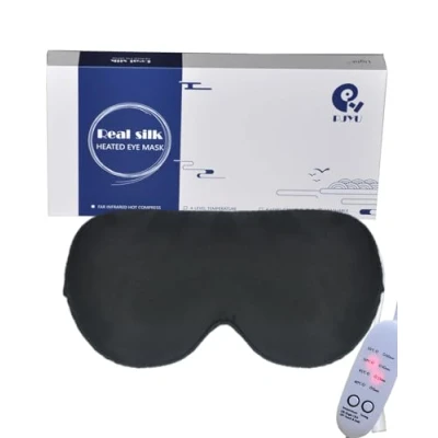 Imagen de Máscara de Ojos Seda, PJYU Calentada para Secos y Tratamiento Blefaritis, Compresa Caliente Fatiga Ocular, Alivio MGD Orzuelos (Negro)