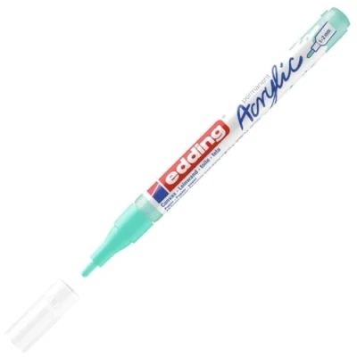 Imagen de edding 5300 marcador acrílico de trazo fino turquesa 1 rotulador resistente al agua punta redonda 2 mm pintura acrílica para lienzo, papel kraft, madera y piedra