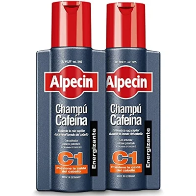 Imagen de Alpecin Caffeine Shampoo C1 2x250ml I Champú anticaida hombre y con cafeina Tratamiento para la caida del cabello Anti Hair Loss Treatment Men