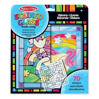 Imagen de Melissa &amp; Doug Stained Glass Made Easy Unicorn Vitral Unicornio Juego de Dibujo, 4 8 Años, Individual, Multicolor, 1 EA (19299)