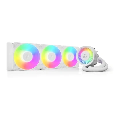 Imagen de ARCTIC Liquid Freezer III Pro 360 A RGB Enfriador de CPU AIO, 3 x 120 mm Refrigeración por Agua, Radiador 38 mm, Bomba PWM, Ventilador VRM, AMD AM5/AM4, Intel LGA1851/1700 Marco Contacto Blanco