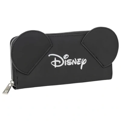 Imagen de Billetero de Disney 100 Color Negro 19x10x2,5 cm Fabricado con Material Sintético PU Incluye Múltiples Compartimentos Diseño Orejas Mickey Producto Original Diseñado en España