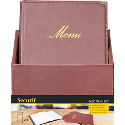 Imagen de SECURIT Caja (1 Inserto Doble Incluido en Cada Soporte de menú), Piel, Marrón, 20 Unidades A4