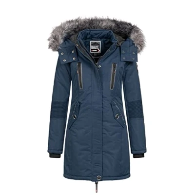 Imagen de Geographical Norway Chaqueta Coracle/Coraly de invierno para mujer con capucha pelo, XL Navy II.