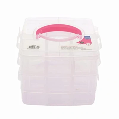 Imagen de Vaessen Creative Caja de Almacenamiento Apilable, 18 Compartimentos, para Almacenar Pequeños Materiales Manualidades, Fabricación Bisutería y Más, Kunststoff, Talla única