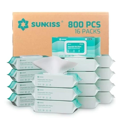 Imagen de SUNKISS Trustplus Toallitas húmedas para adultos, sin enjuague, extra grandes, 8 x 12 pulgadas, paños de limpieza corporal ancianos, incontinencia y limpieza, perfume, 800 unidades (16