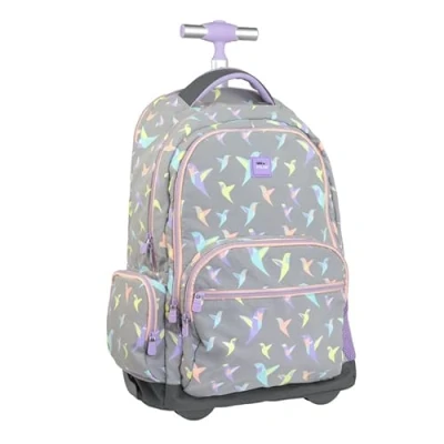 Imagen de MILAN 625601SCL Mochila con ruedas 6 cremalleras (25 l) Sugar Colibrí Pastel, gris y rosa