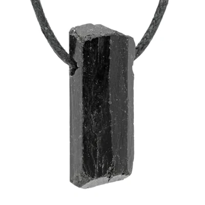 Imagen de Lebensquelle Plus Colgante de piedra bruta turmalina negra con cordón piel, Halbedelstein, cristal, Crystal