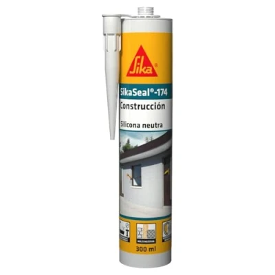 Imagen de SIKA silicona neutra SikaSeal 174 Construcción Gris claro Sellador de para marcos puertas y ventanas Muy bajo olor 300ml
