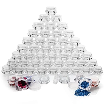 Imagen de Belle Vous Pack 100 Botes Pequeños de Plastico Transparente para Cosméticos con Tapa 5ml / 5 g Viaje Libre BPA Vacíos Maquillaje, Sombra Ojos, Crema, Loción, Polvos