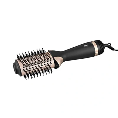 Imagen de TM Electron TMHD102 Cepillo eléctrico moldeador y secador con revestimiento cerámico, función iónica, 2 niveles de calor aire frio, diseño ovalado, púas nylon cable giratorio