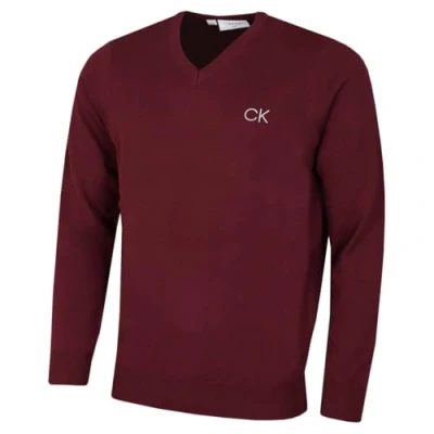 Imagen de Calvin Klein Golf Hombre con Cuello en V Tour Suéter Borgoña XL