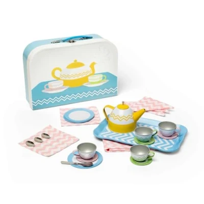 Imagen de Bigjigs Toys Tin Tea Set, Juego de té Mini 25 Piezas con Estuche, Accesorios Picnic para niños, Regalos niños 3+ años.