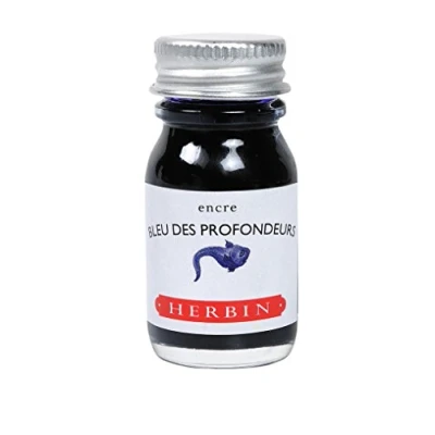 Imagen de Clairefontaine ES Jacques Herbin 11518T tinta de escritura para plumas estilográficas y bolígrafos Rollerball Bleu des Profondeurs Botella 10 ml, sin embalaje, desperdicio, azul