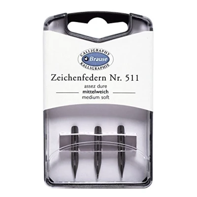 Imagen de Exacompta Brause Ref 300511B Puntas de dibujo metal semiflexibles (paquete 3) bastante duras y muy finas Apto para escritura en placas cobre inglés caligrafía precisa