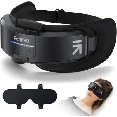 Imagen de RENPHO Eyeris Shift Masajeador de ojos multifunción 2 en 1 con calor, compresión, Bluetooth, máscara calentada desmontable, dispositivo cuidado para secos, mejora el sueño