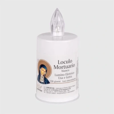 Imagen de La Briantina Lumino eléctrico de LED Lóculo mortuario, duración 150 días, blanco con luz roja intermedia, 10 x ø5 cm