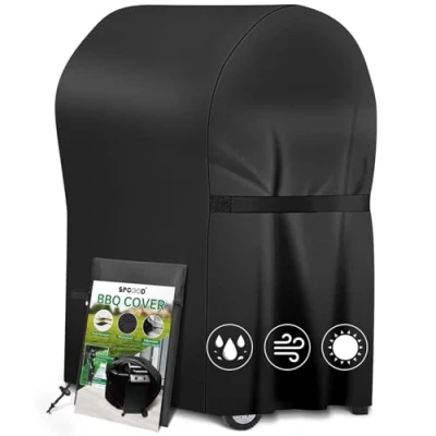 Imagen de SPGOOD Funda para Barbacoa Resistente a la Intemperie, al Agua, Tejido Oxford 420D, los Rayos UV y desgarro, 76 x 66 110 cm, Color Negro