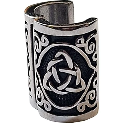 Imagen de VALHALLA Wikinger Barba Perla 316L Acero Plata inoxidable Gran Apertura Cierre,